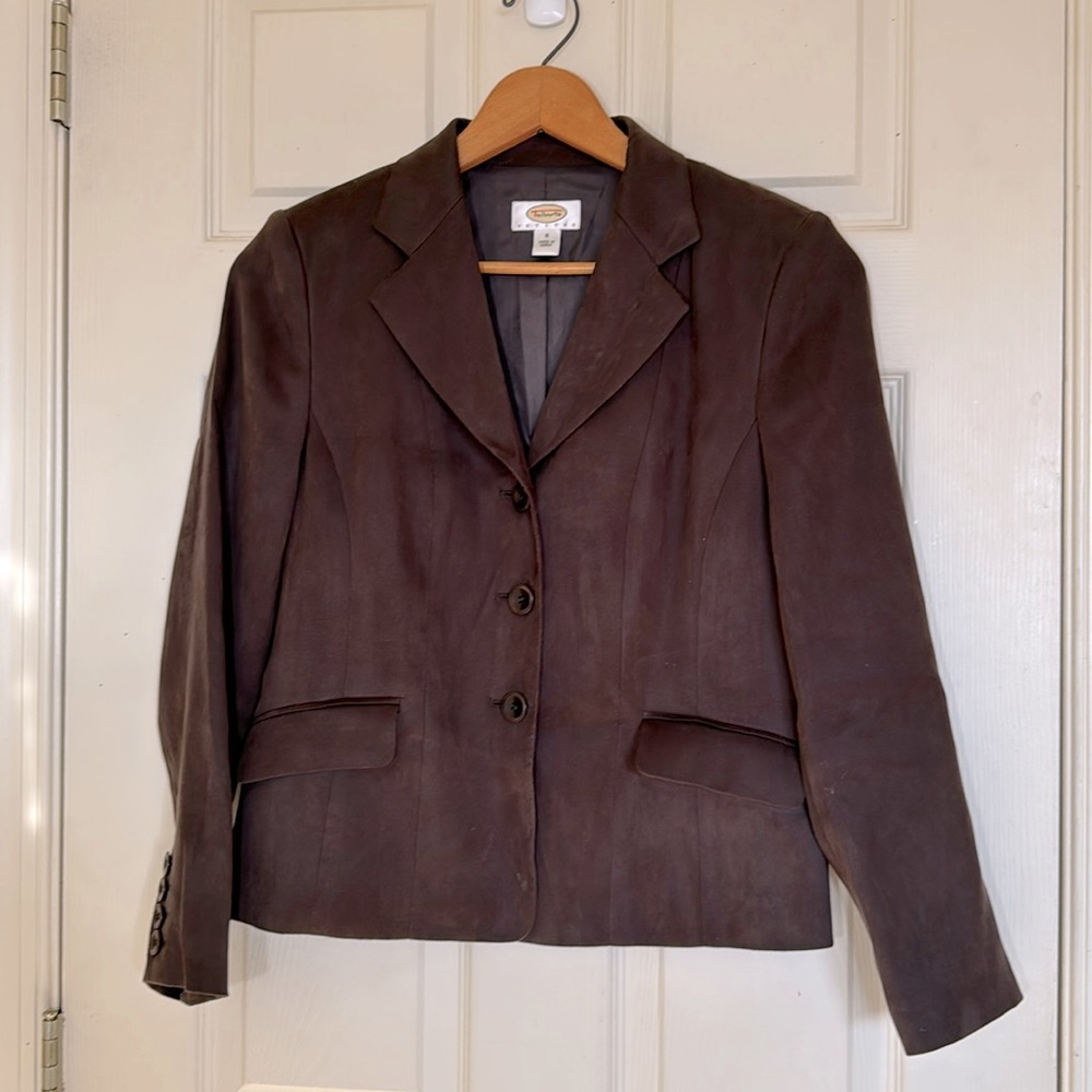 Talbots Women’s Blazer Size 8 Petite Brown Faux Suede Blazer